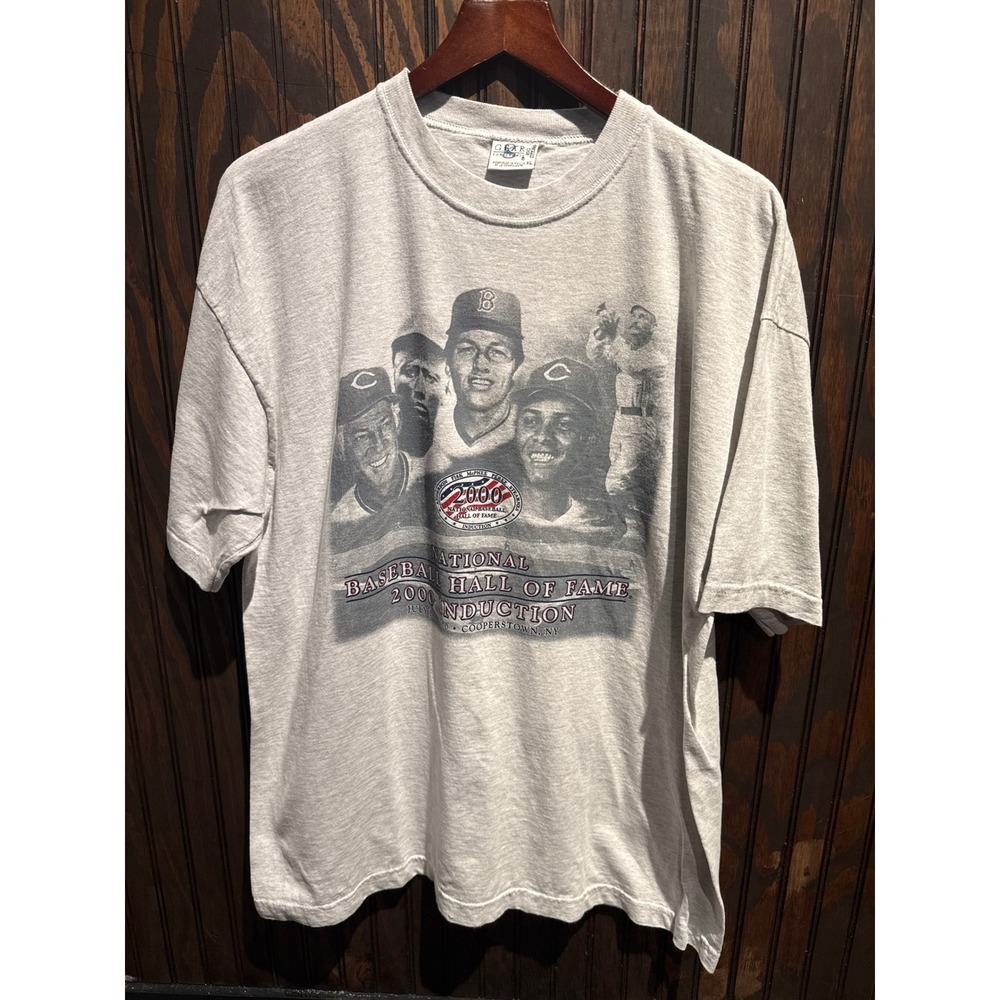 Vintage GILDAN Baseball Hall of Fame 2000 Induction T-Shirt Gray XL MLB Tee